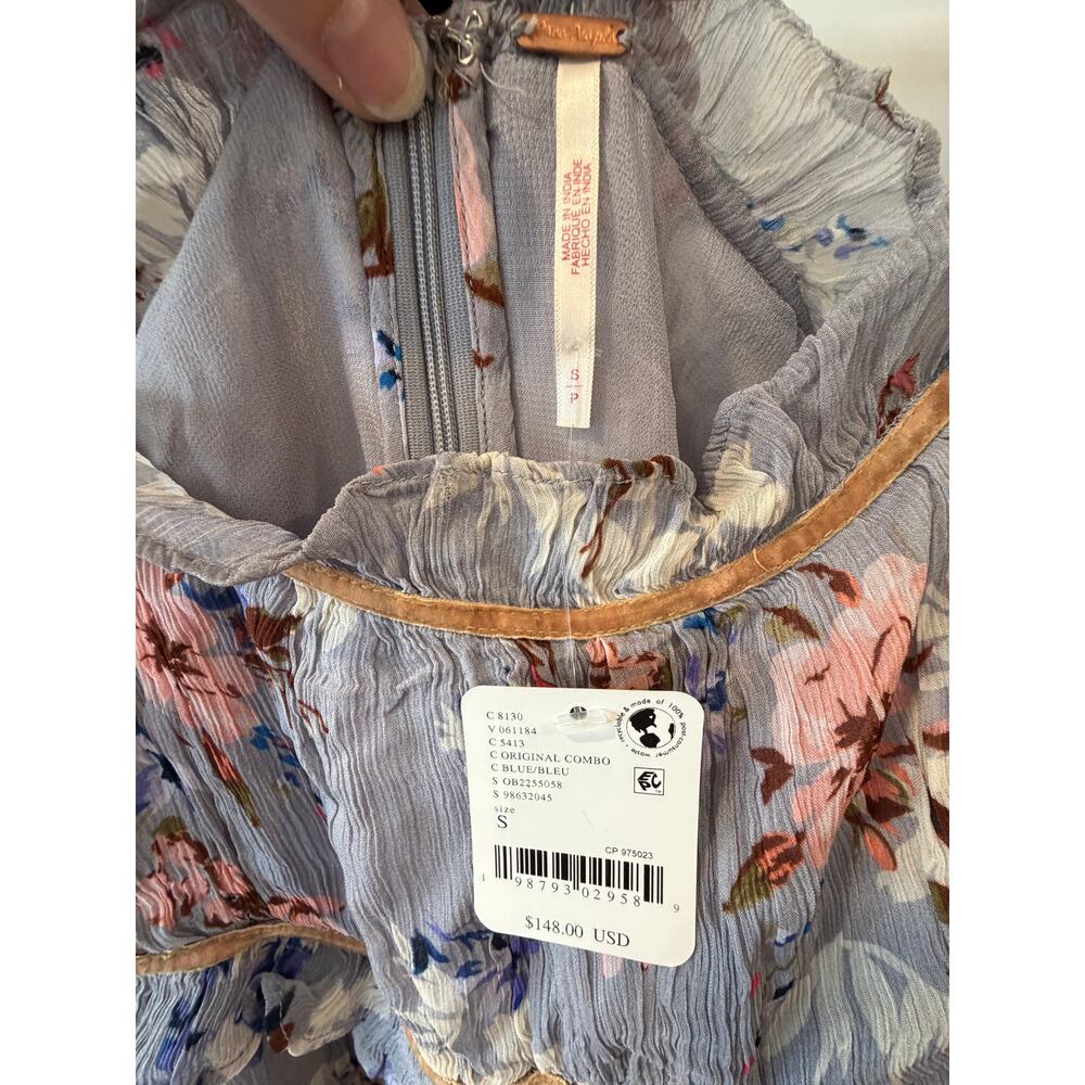 Free People Babydoll Dress Puff Sleeve Womens Small NWT Fairy Boho Floral Summer - Picture 4 of 9